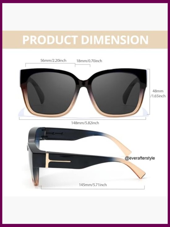 Polarized Fit Over Glasses Sunglasses, UV400 Protection, Square Frame main image 7